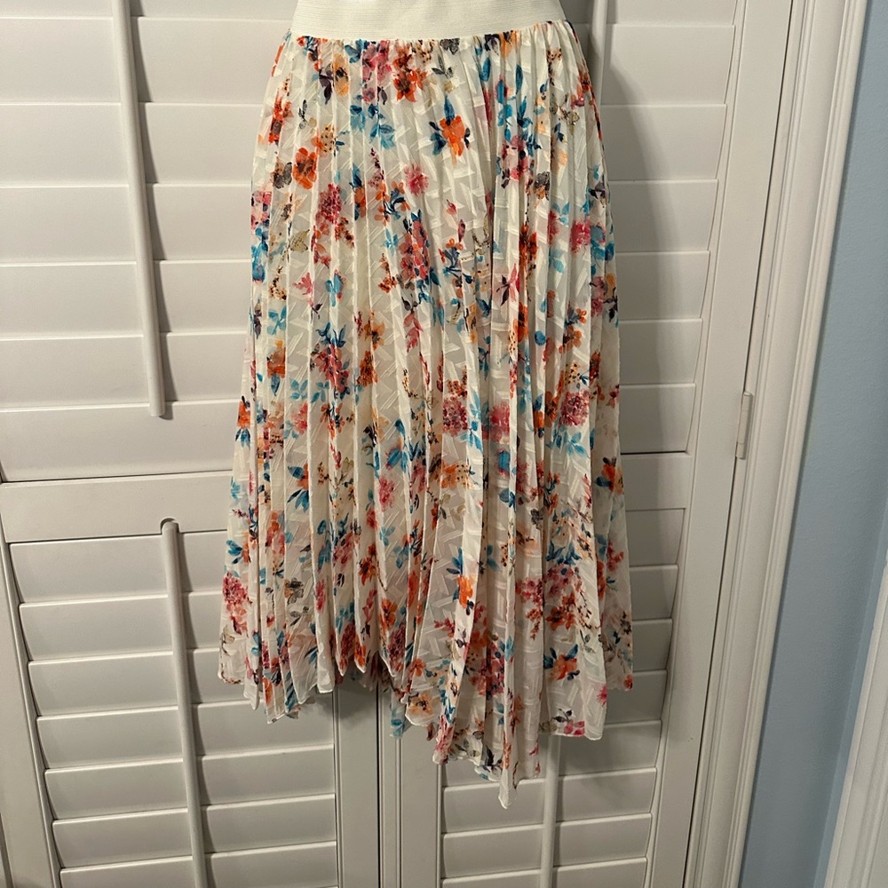 Daniel Rainn floral pleated midi skirt